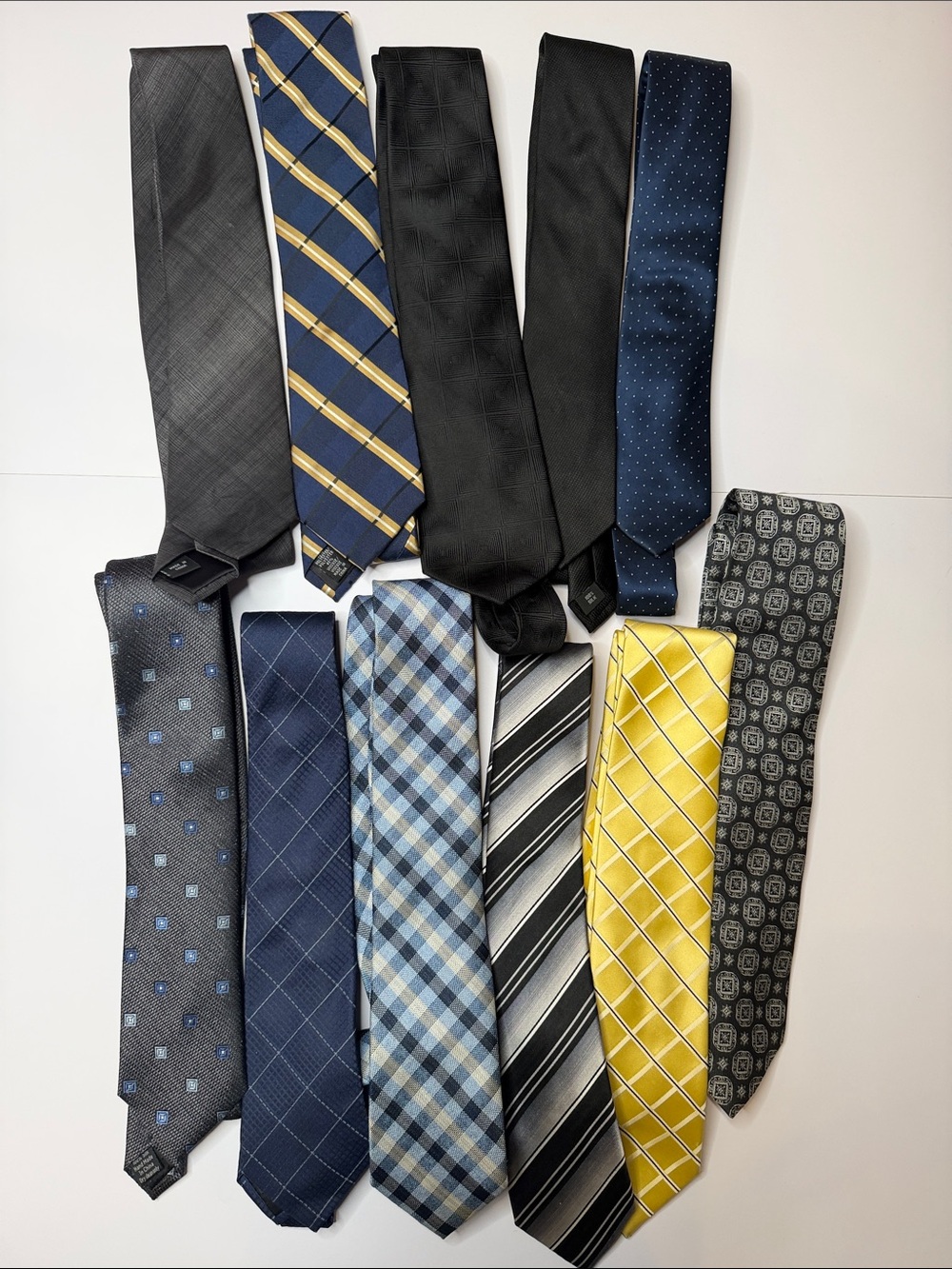 Men's Assorted Blue, Black & Yellow Silk Ties - Classic Multi-Pack